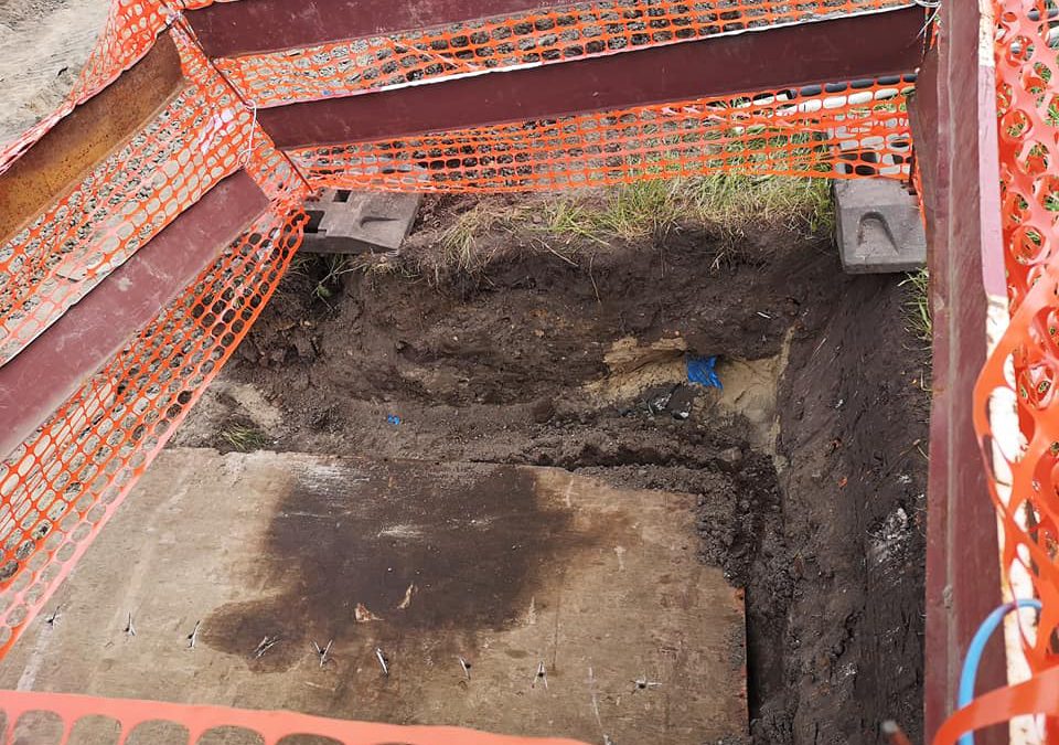 Ludzkie szczątki na placu budowy Alei Wielkiej Wyspy.