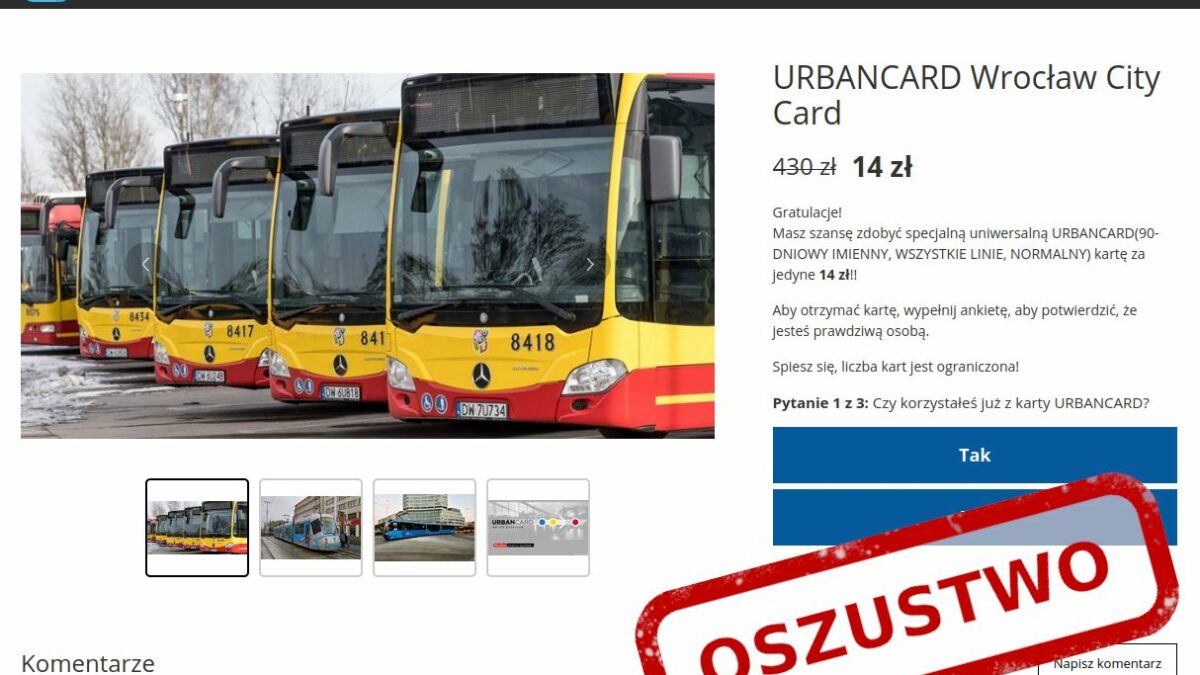 Uwaga na oszustów. Wystawiają fałszywe oferty sprzedaży Urbancard.