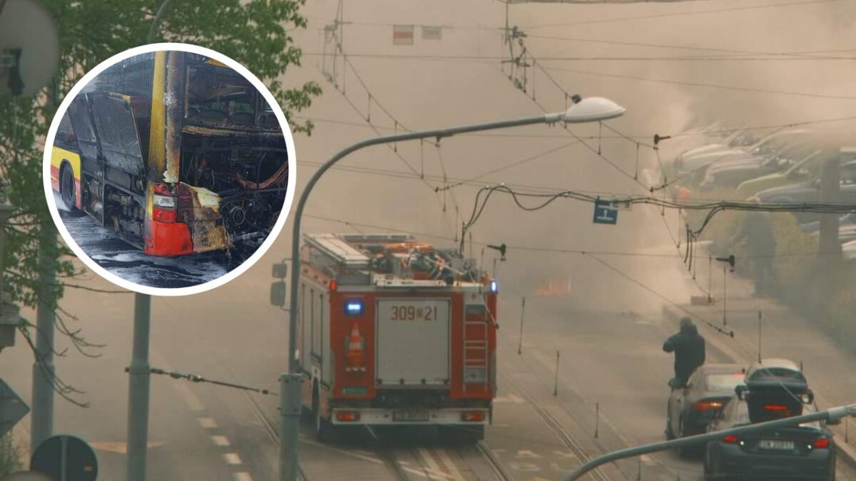 Na ul. Hubskiej spłonął autobus. Na miejscu interweniowali strażacy.